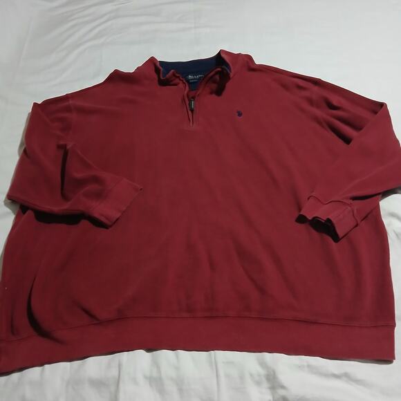 U.S. POLO ASSN. Men's 4XLT 1/4 Zip Red Long-Sleeved Pull Over 100% Cotton Shirt - Picture 5 of 11